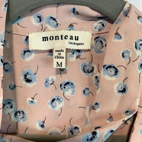 Monteau Floral Print Pink Tie Front Blouse - Picture 4 of 8